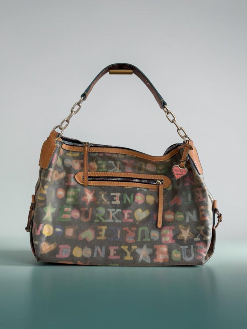 DOONEY & BOURKE Vintage Multicolor Logo Satchel Handbag As/Is